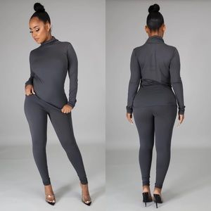 Gray two piece leggings set